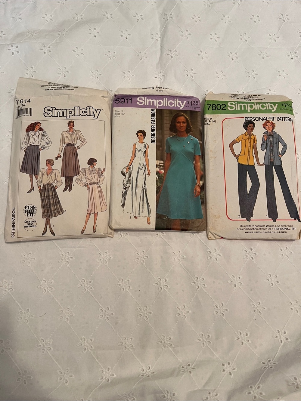 3 Vintage Simplicity Sewing Pattern Rare 7802-7814-5911 UsedComplete Instruction